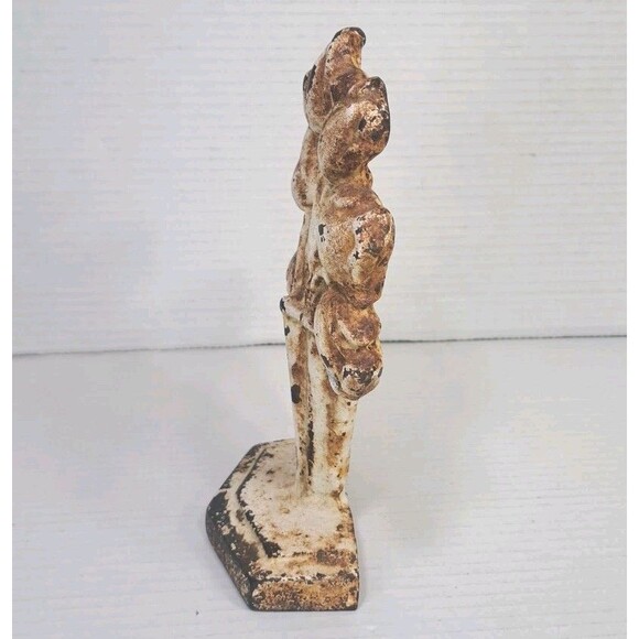 Antique 1920s Hubley John Wright Cast Iron Tulip Urn Door Stop #443 8"x7" Vtg - Picture 4 of 5